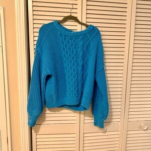 Blue Cable Knit Women's Sweater